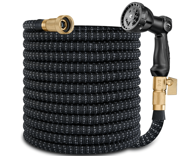 
150 ft Expandable Garden Hose - Expanding Water Hose with 10 Spray Nozzles&3/4" Solid Brass Fittings - Retractable,Flexible，Lightweight No-Kink
