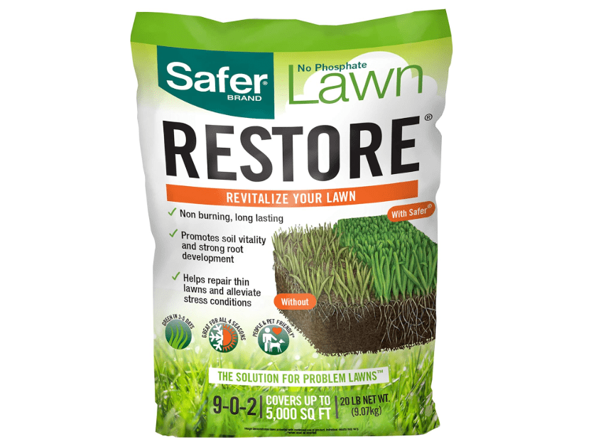 
Safer Brand 9335SR Lawn Restore Natural Lawn Fertilizer - Non-Burning Fertilizer - 9-0-2 NPK - Covers up to 5,000 Sq Ft