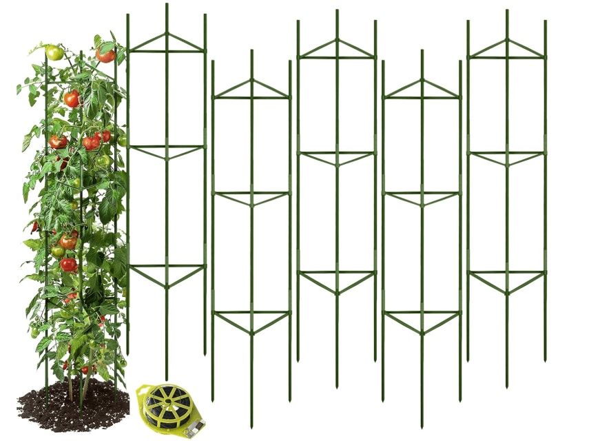 
GROWNEER 6 Packs Tomato Cages for Garden, 51 Inches Tomato Trellis Plant Stakes Support, Tomatoes Plant Cage with 164Ft Twist Tie, for Vegetable Flowers