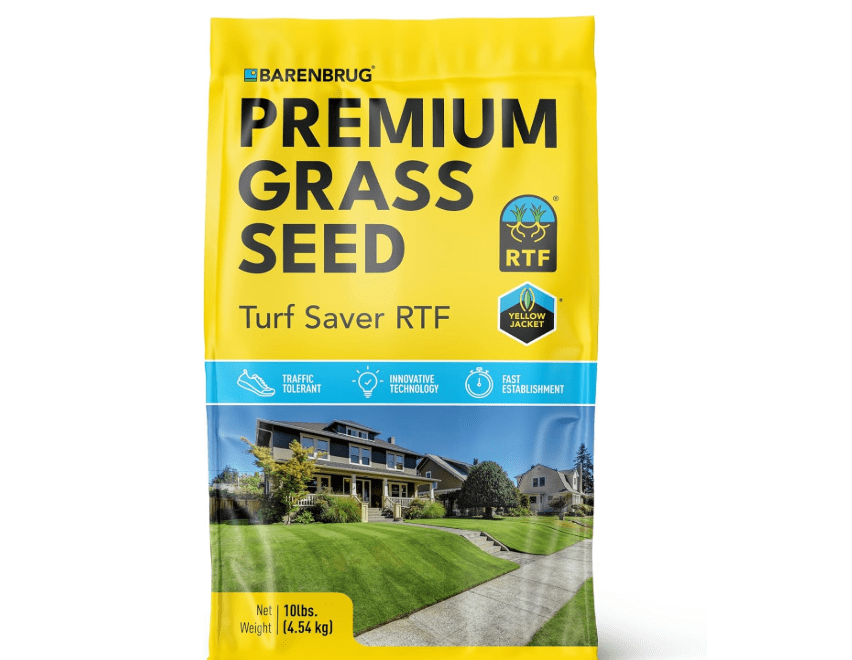
Barenbrug Turf Saver RTF Grass Seed with Yellow Jacket Seed Coating - Less Water Self-Repairing Tall Fescue Turf for Use on Sports Field, Golf Courses