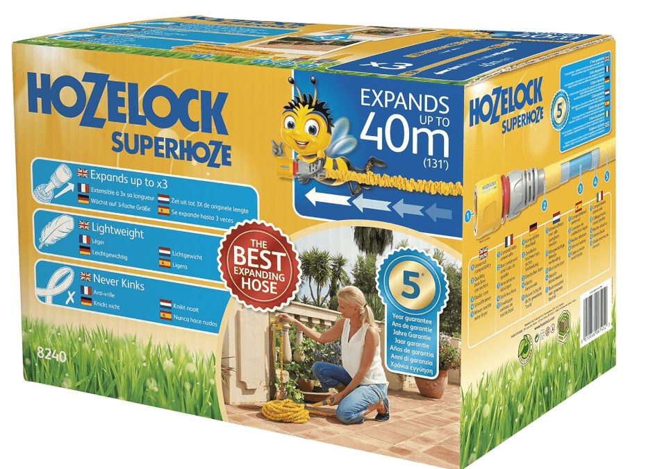 
HOZELOCK - Superhoze Expanding Hose 40 m : Flexible Hose, Stretches up to 3X Original Length | with 2 Aquastop Fittings for a Watertight Connection: Ready.