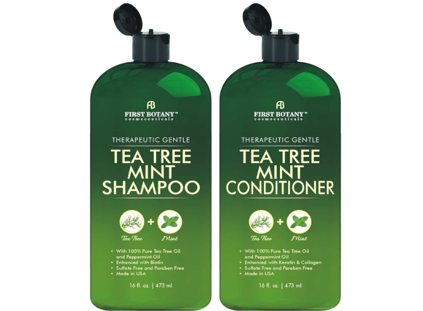 
First Botany Tea Tree Mint Shampoo & Conditioner for Men & Women - Pure Tea Tree & Peppermint Oil - Fights Hair Loss, Dandruff