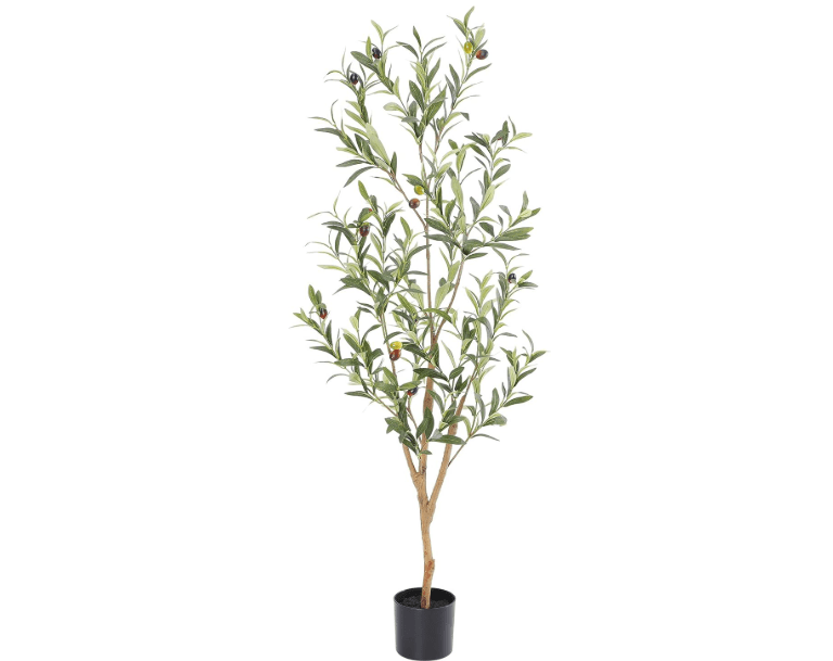 
Bellacat Faux Olive Tree 4ft，Olive Trees Artificial Indoor with Natural Wood Trunk and Realistic Leaves and Fruits. 4 Feet(48in) Fake Olive Tree for Home