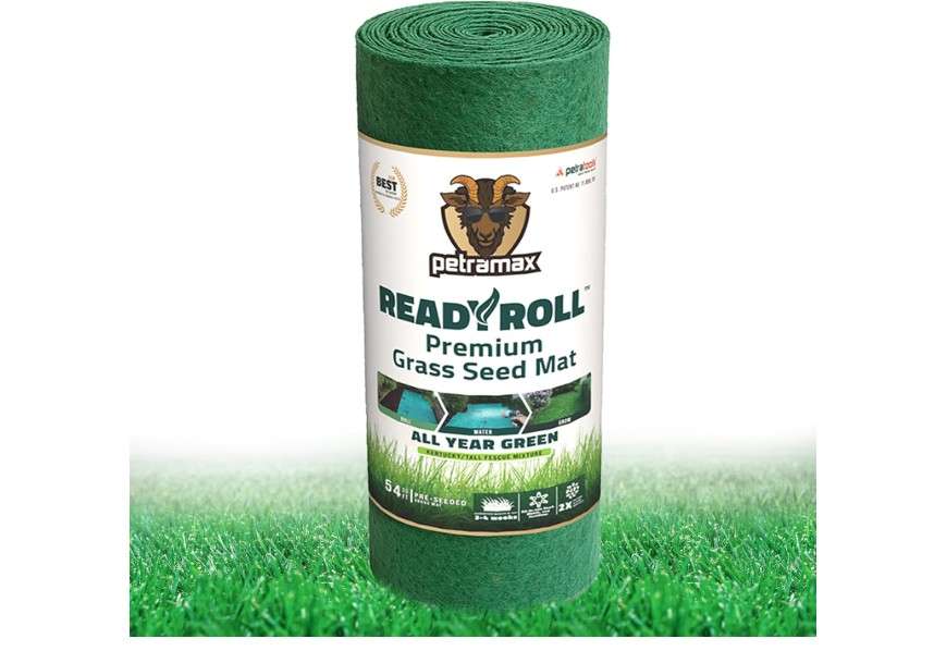  Petramax ReadyRoll Biodegradable Grass Seed Mat for Lawn (54 ft.) - All Year Green 3-in-1 Tall Fescue & Kentucky Grass Seed Rolls w/Mulch