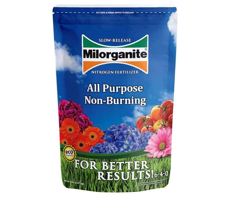 
Milorganite All-Purpose Eco-Friendly Slow-Release Nitrogen 6-4-0 Fertilizer, 5 Pound Bag - for Lawns, Flowers and Gardens