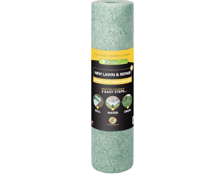 Growtrax Biodegradable Grass Seed - 100 SQFT Bermuda Rye - Grass Seed and Fertilizer for Lawns, Dog Patches & Shade - Just Water & Grow - No Fake 