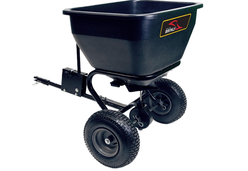 
Brinly BS36BH-A Tow Behind Broadcast Spreader with Universal Hitch, 175 lb., Matte Black