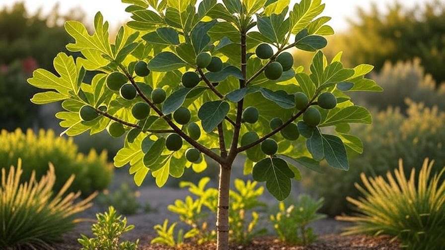  "Early fruit on a fast growing fig tree in a drought-tolerant garden." 