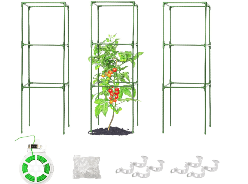 
Tiuire Metal Square Tomato Cages for Garden, 3 Pack 45"*15" Large Trellis Stakes and Plant Support for Vegetables and Climbing Plants - Tall Tomato