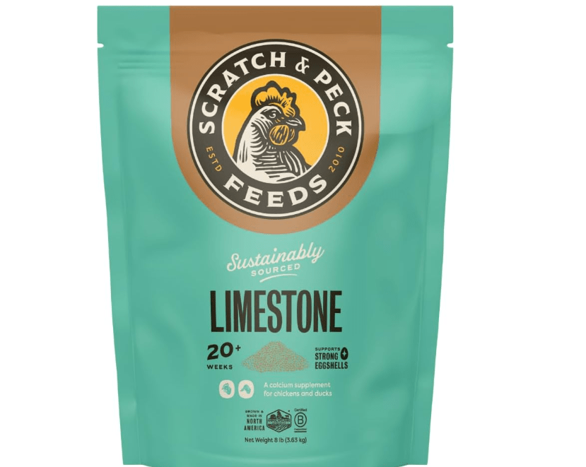 
Scratch and Peck Limestone Supplement for Chickens and Ducks - High in Calcium, Made from Pure and Sustainably Sourced Limestone