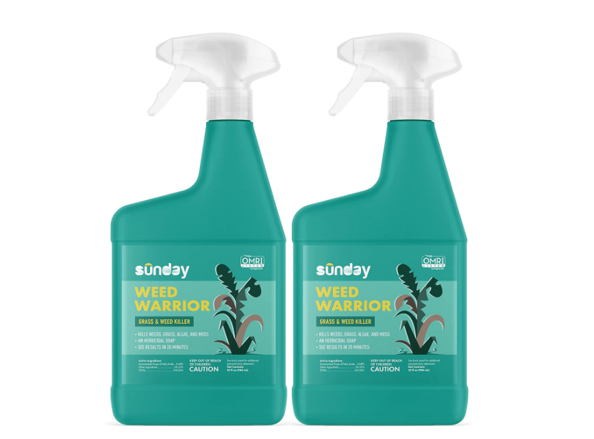 Sunday Weed Warrior, 32oz, 2 Pack - Grass & Weed Killer - Organic, Ready-to-Use Weed Killer Spray - Herbicide Spot Treatment - Kills Weeds, Grass