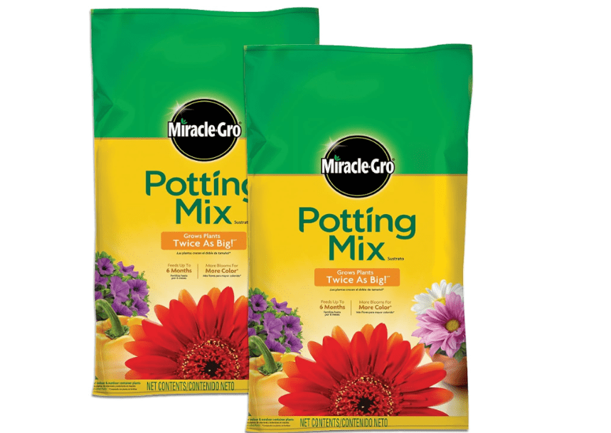 Miracle-Gro Potting Mix, For Container Plants, Flowers, Vegetables, Annuals, Perennials, Shrubs, Feeds for up to 6 Months, 16. qt., 2-Pack