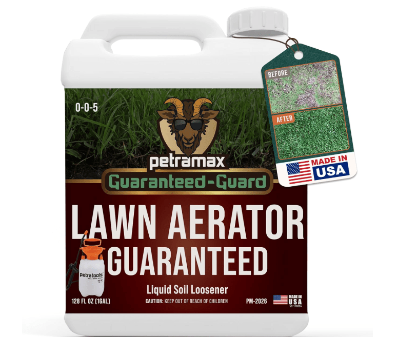 
PETRAMAX Liquid Lawn Aerator 0-0-5, Liquid Aeration for Lawn, Grass Aerator & Soil Conditioner - Lawn Aerator Tool, Core Aerator & Lawn Aerator.