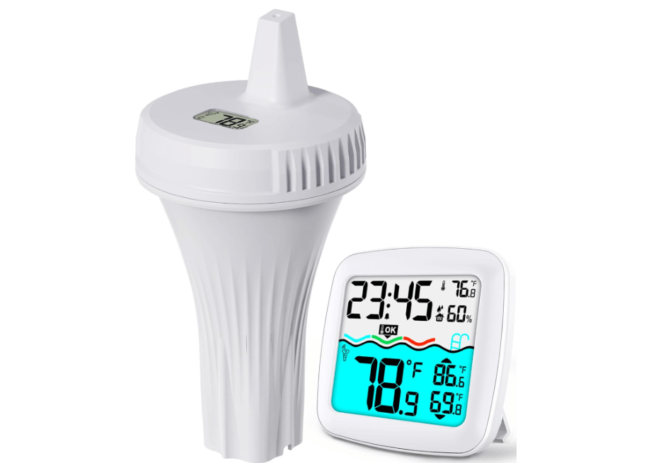 
NoWoW Wireless Pool Thermometer with Indoor Unit - IPX8 Waterproof Floating Digital Thermometer for Spa, Plunge Pool, Aquarium