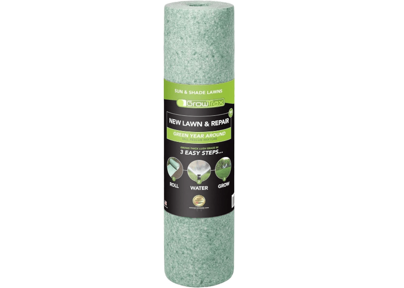  Growtrax Biodegradable Grass Seed Mat - 100 sqft Year Round Green - Grass Seed and for Lawns, Dog Patches & Shade - Just Roll, Water & Grow