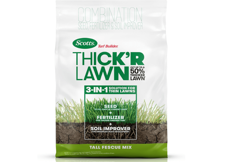 Scotts Turf Builder THICK'R LAWN Grass Seed, Fertilizer, and Soil Improver for Tall Fescue,