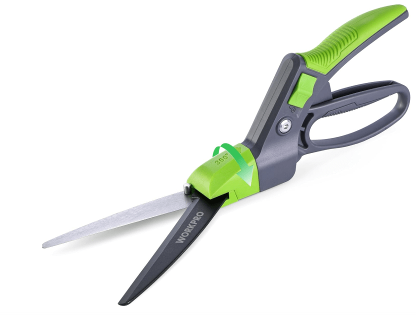 
WORKPRO Grass Shears Handheld, Ultra-Sharp Grass Clippers with 360 Degree Swivel Blades, Manual Grass Cutter, Non-Slip Garden Shears, Gardening Scissors