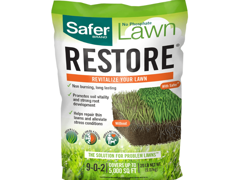  Safer Brand 9335SR Lawn Restore Natural Lawn Fertilizer - Non-Burning Fertilizer - 9-0-2 NPK - Covers up to 5,000 Sq Ft