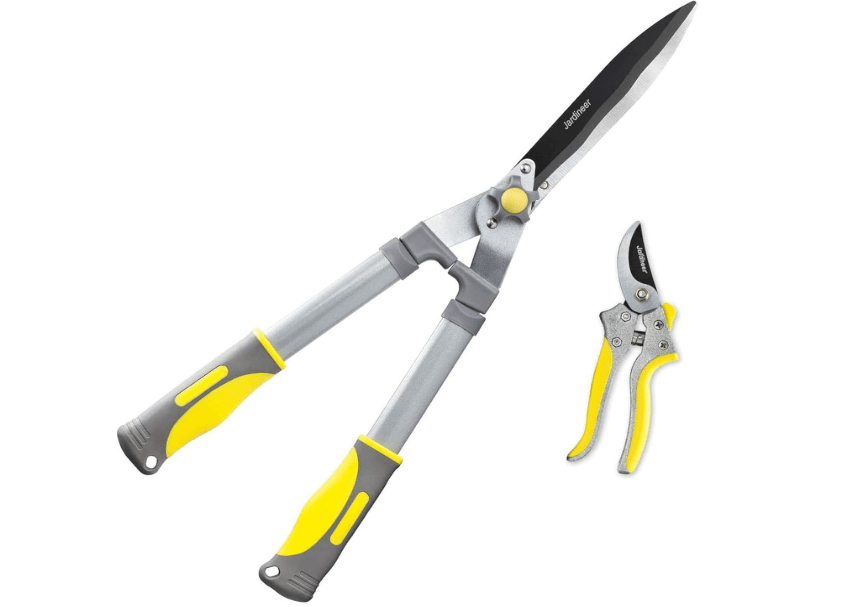 
Jardineer 2Pcs Professional Hedge Clippers, 23.6'' Heavy Duty Hedge Shears & 8.3'' Cut Easy Hand Pruners, Manual Bush Trimmers with.