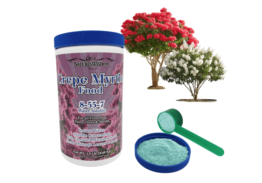 
Natures Wisdom Crepe Myrtle Tree 8-55-7 Water Soluble Fertilizer Plant Food, Balanced Nutrient Blend for Flowering Trees, Shrubs and Vines | 1.5 Lb