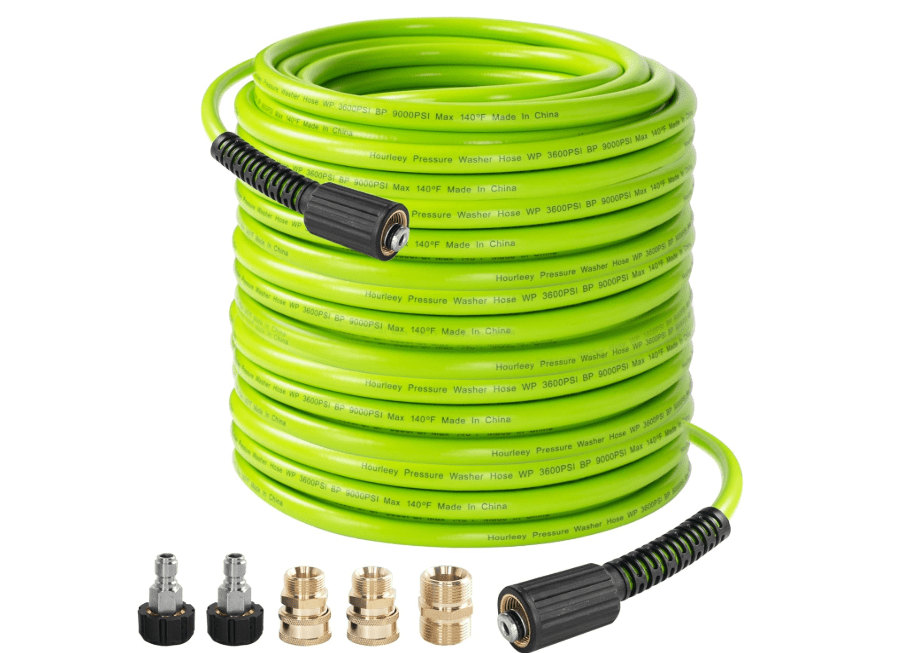 
Hourleey Pressure Washer Hose 50 FT, 3600 PSI Flexible Kink Resistant Power Washer Hose Replacement, 1/4" Quick Connect Pressure Hose Extension
