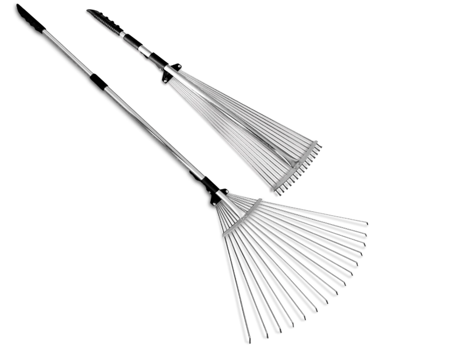 TABOR TOOLS Adjustable Metal Rake - Collapsible & Telescopic - Garden, Yard, & Lawn - Ideal for Leaves, Shrubs & Small Areas