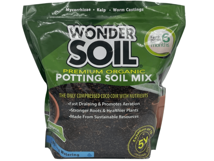 
WONDER SOIL Organic Potting Soil | Ready to Plant Coco Coir Fully Loaded with Nutrients | 3 LBS Bag Expands to 12 Quarts of Indoor Outdoor Soil for Gardens