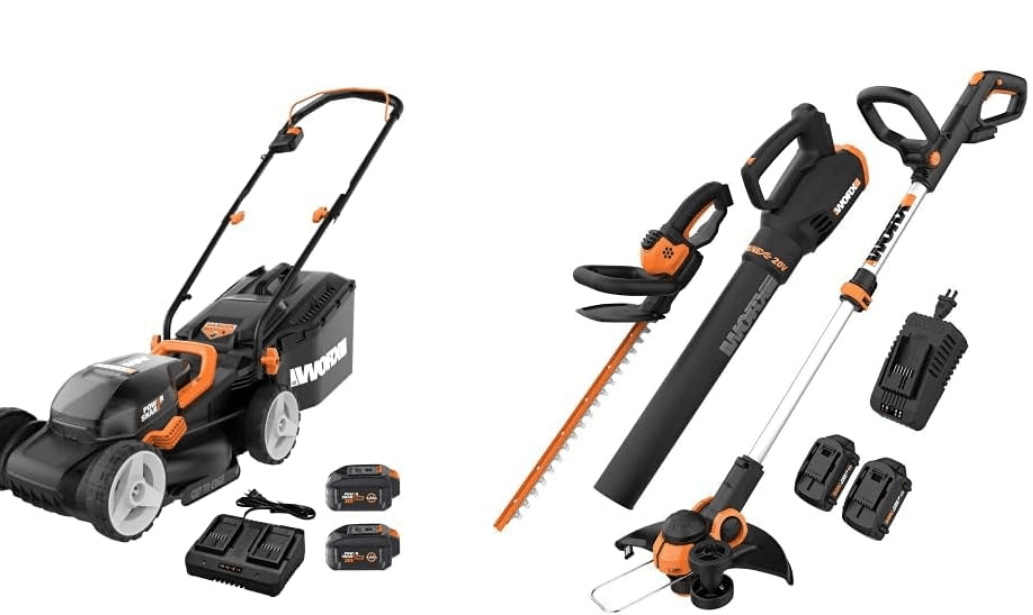 
Worx WG779 40V 14" Cordless Lawn Mower + 20V GT 3.0 Grass Trimmer/Edger, Hedge Trimmer & Turbine Blower | Battery & Charger Included