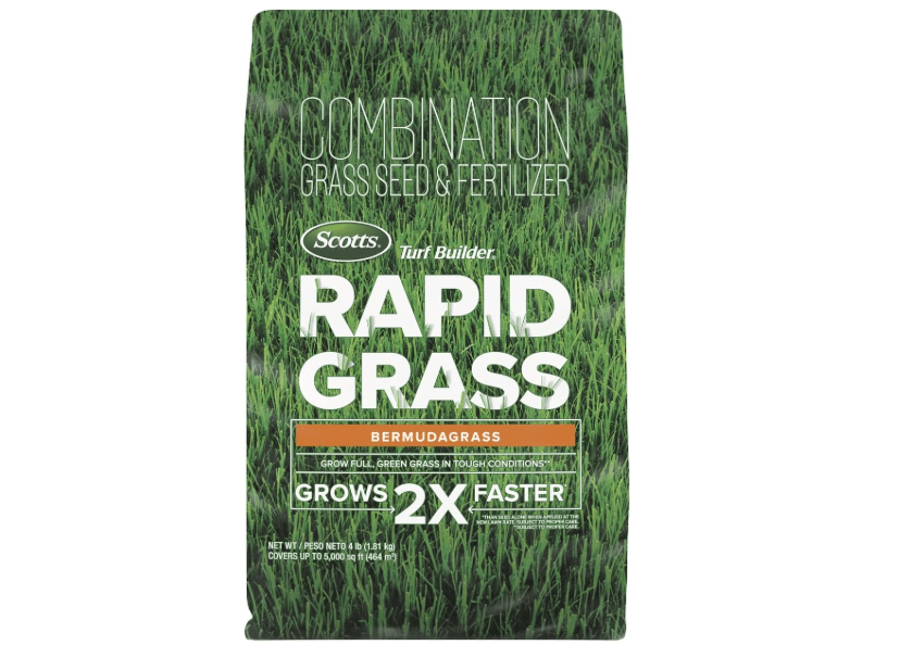  Scotts Turf Builder Rapid Grass Bermudagrass, Combination Grass Seed and Fertilizer, Grows Full Green Grass