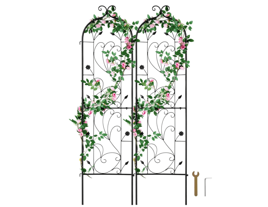 
VEVOR Garden Trellis for Climbing Plants, 60 x 15 in, 2 Packs Rustproof Metal Garden Flower Trellis, Outdoor Climbing Rose Trellis Cucumbers Support