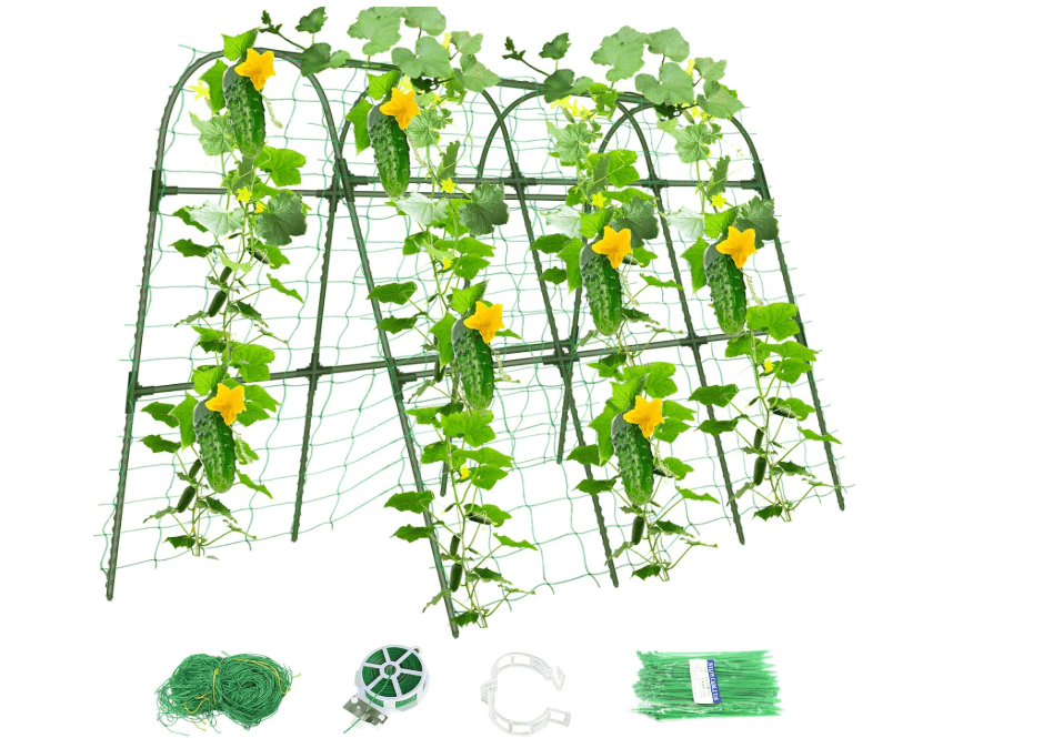  MQHUAYU Cucumber Trellis for Raised Bed,U-Shape Garden Trellis for Climbing Plants Outdoor, Metal Arch Vegetables Trellis, Plant Support for 
