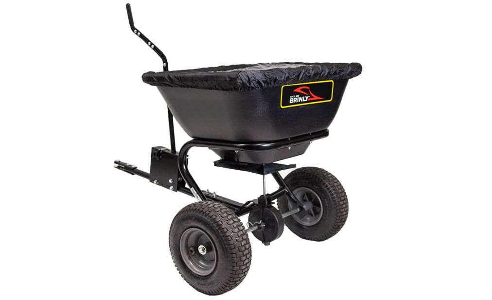 
Brinly BS261BH-A Deluxe Tow Behind Broadcast Spreader with Extended Easy-Reach Handle and Weatherproof Cover, 125
