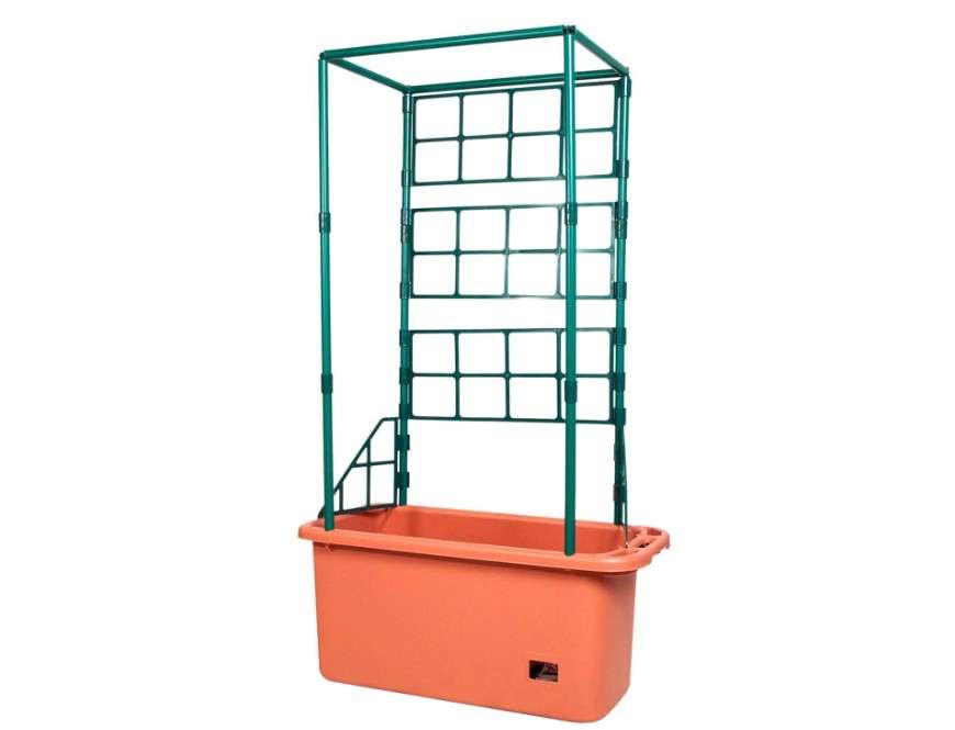  Hydrofarm GCTR 10 Gal Tomato Garden Planting Grow System with 4 Foot Trellis Tower on Wheels for Indoor/Outdoor Climbing Vines, Flowers, and Gardens