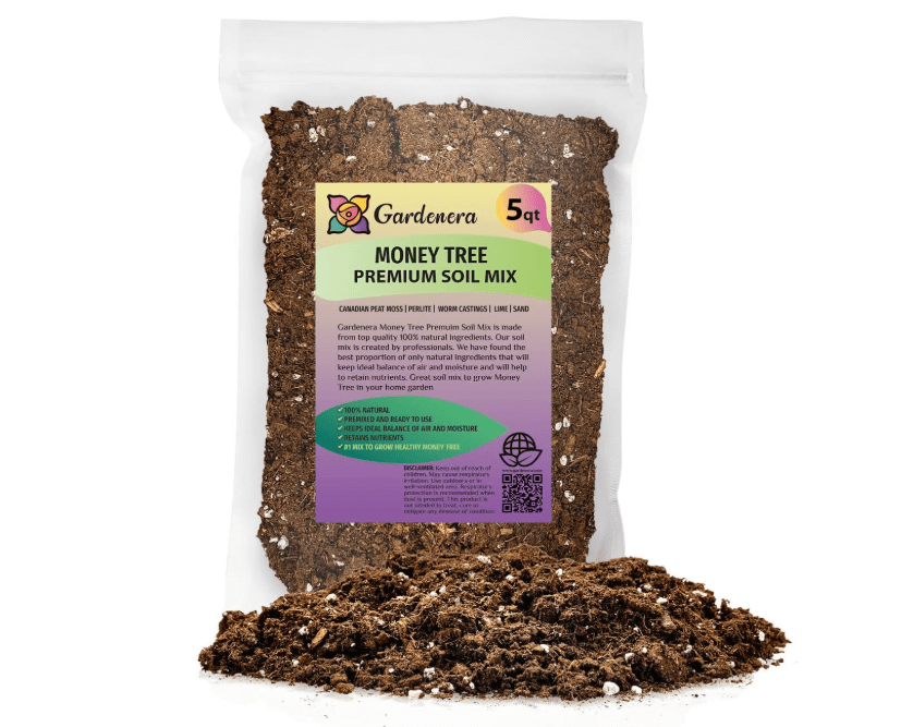 
GARDENERA Money Tree Potting Soil Mix for Planting or Repotting Guiana Chestnut, Soil Blended to Properly Grow Money Tree Plants (4 Quart Bag)