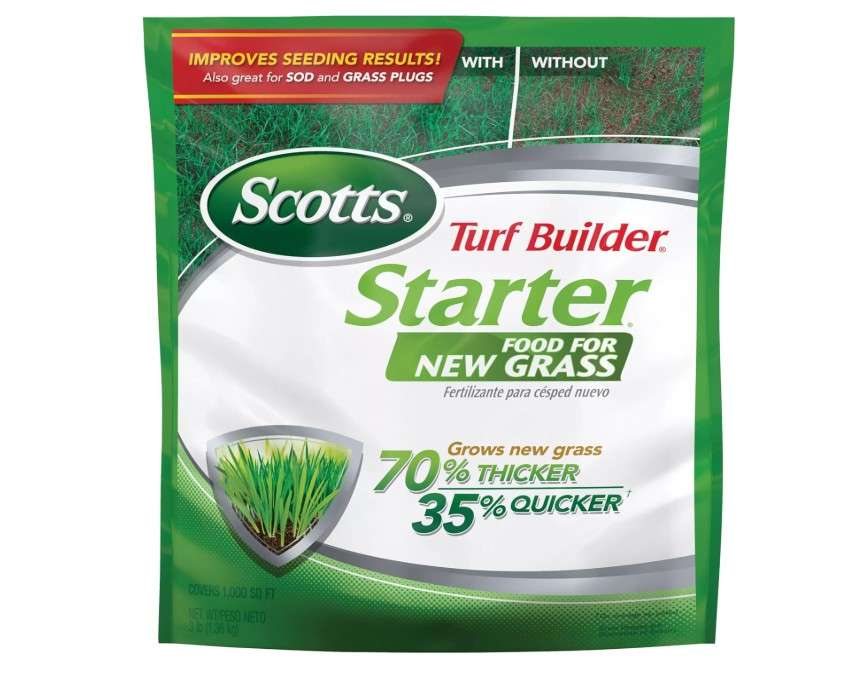  Scotts Turf Builder Starter Fertilizer for New Grass, Use When Planting Seed, 1,000 sq. ft., 3 lbs.