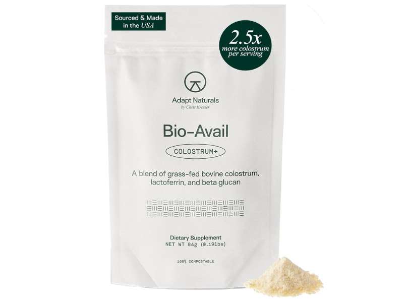  Adapt Naturals Colostrum Supplement with Lactoferrin & Beta-Glucan, Bio-Avail Grass Fed Bovine Colostrum Powder for Gut Health, Immune