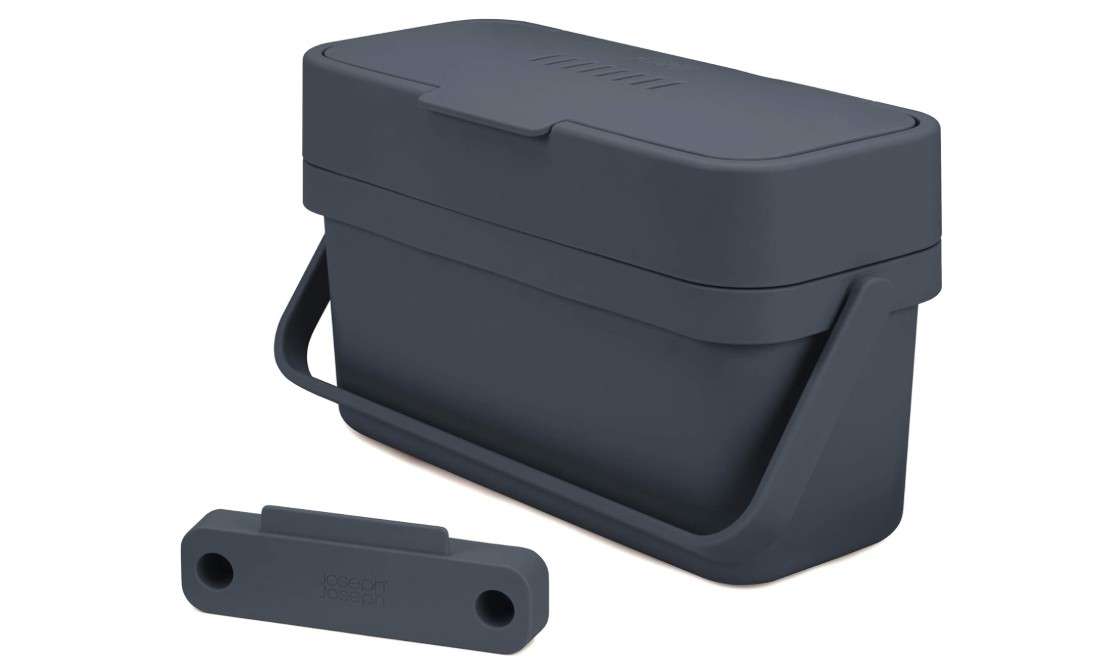  Joseph Joseph Compo 4 Easy-Fill Compost Bin Food Waste Caddy with Adjustable Air Vent, 1 gallon / 4 liters, Stone