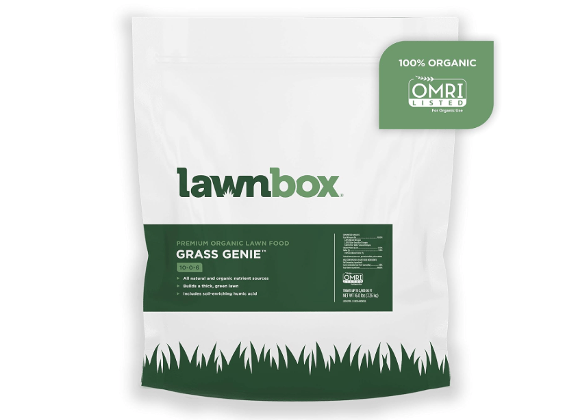  Lawnbox Grass Genie 10-0-6 100% Organic Spring Grass Fertilizer 16 lb Bag Covers 2,500 sq ft