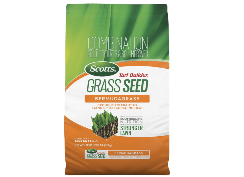 Scotts Turf Builder Grass Seed Bermudagrass with Fertilizer and Soil Improver, Drought-Tolerant,