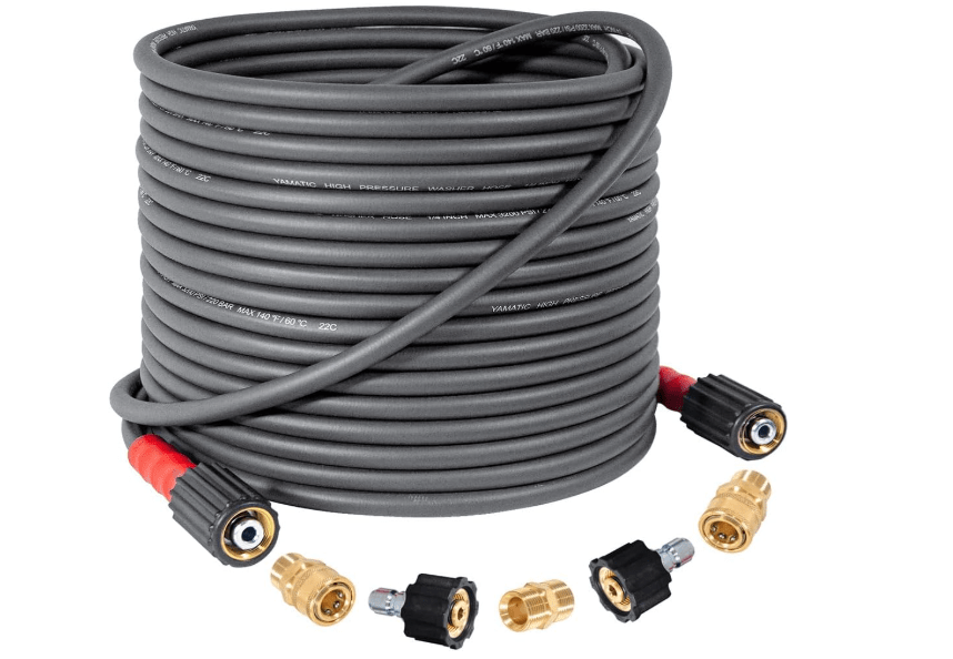 
YAMATIC Super Flexible Pressure Washer Hose 50FT X 1/4", Kink Resistant 3200 PSI Heavy Duty Power Washer Extension Replacement Hose With