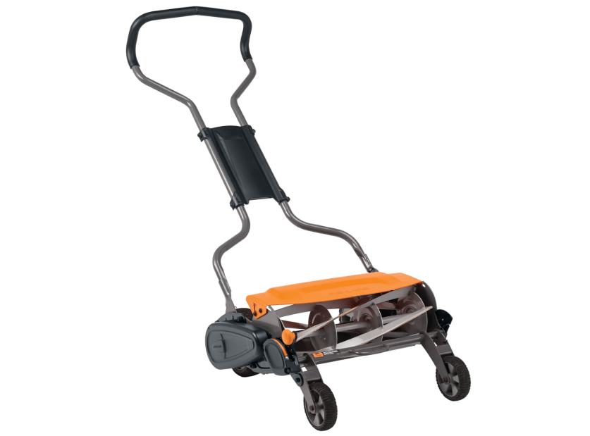 
Fiskars Push Mower - 18" Cut Width Manual Reel Mower with No Motor - Grass Cutter with Steel Blades that Stay Sharp - Eco-Friendly Lawn Care