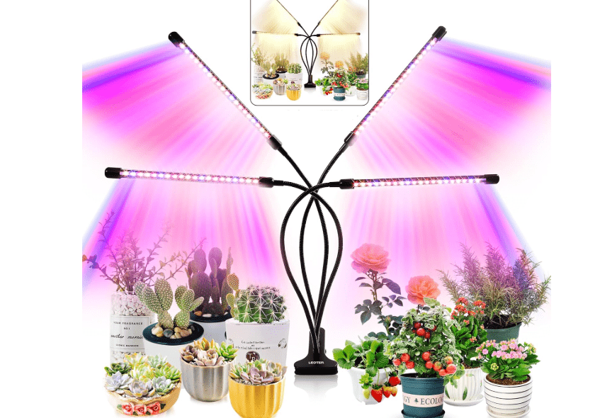 
LEOTER Grow Light for Indoor Plants - Upgraded Version 80 LED Lamps with Full Spectrum & Red Blue Spectrum, 3/9/12H Timer, 10 Dimmable Level, Ad