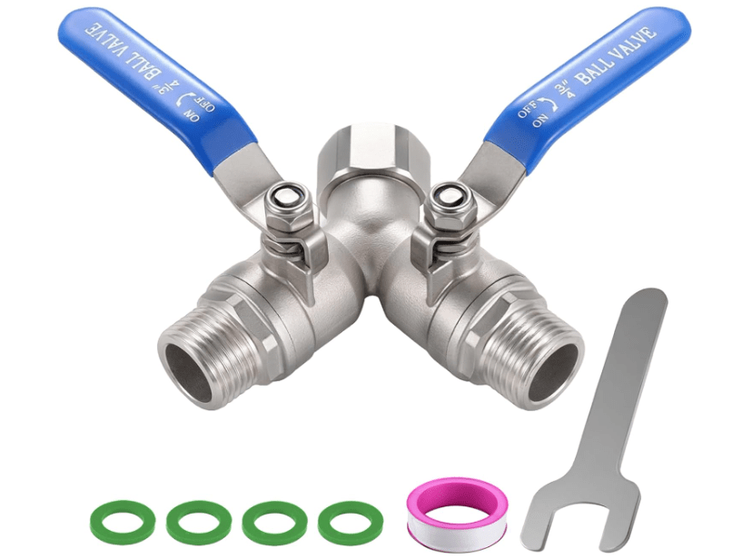 
SNUTUYA 304 Stainless Steel Garden Hose Splitter 2 Way Heavy Duty, Full Flow Y Valve Water Hose Splitter With Long Handle, Lead-free，3/4" GHT Thread