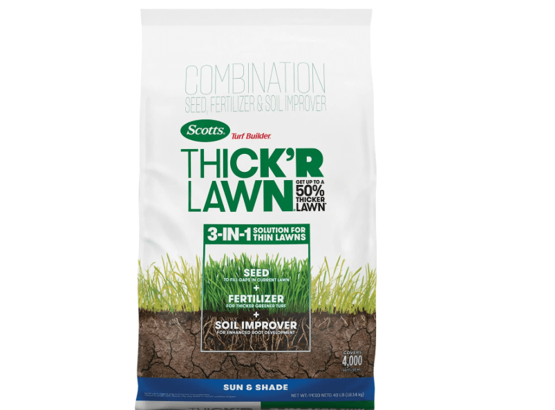 
Scotts Turf Builder Thick'R Lawn Sun and Shade, Combination Seed, Fertilizer and Soil Improver, Thickens Thin Grass,