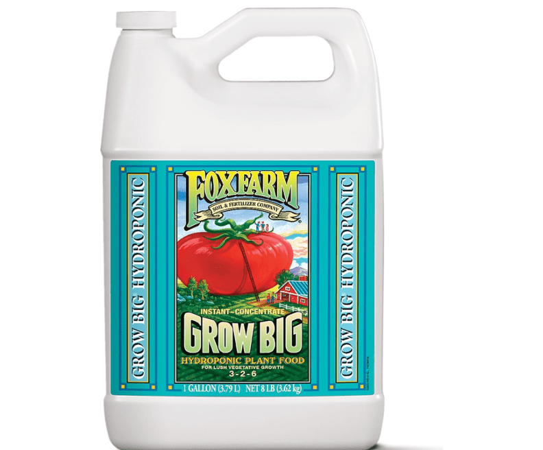 FoxFarm Grow Big Hydro Liquid Fertilizer, Plant Food with Micro Nutrients for Hydroponic Systems - Enhances Vegetative Growth, Flowering, and Fruiting