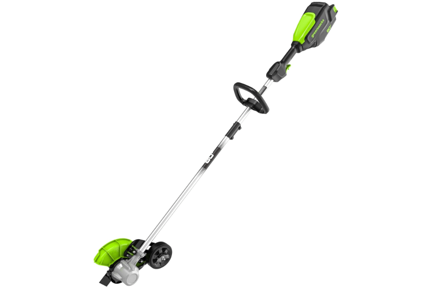  Greenworks 80V All-Terrain Brushless Edger, 8" Steel Blade, 2.25" Pro Depth & Tool-Free Adjust, 27cc Gas Power Equivalent, Battery and Charger