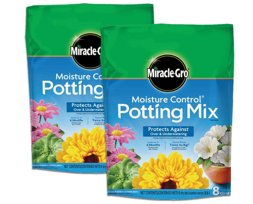  Miracle-Gro Moisture Control Potting Mix, For Container Plants, Protects against Over- and Under-Watering, 8 qt., 2-Pack