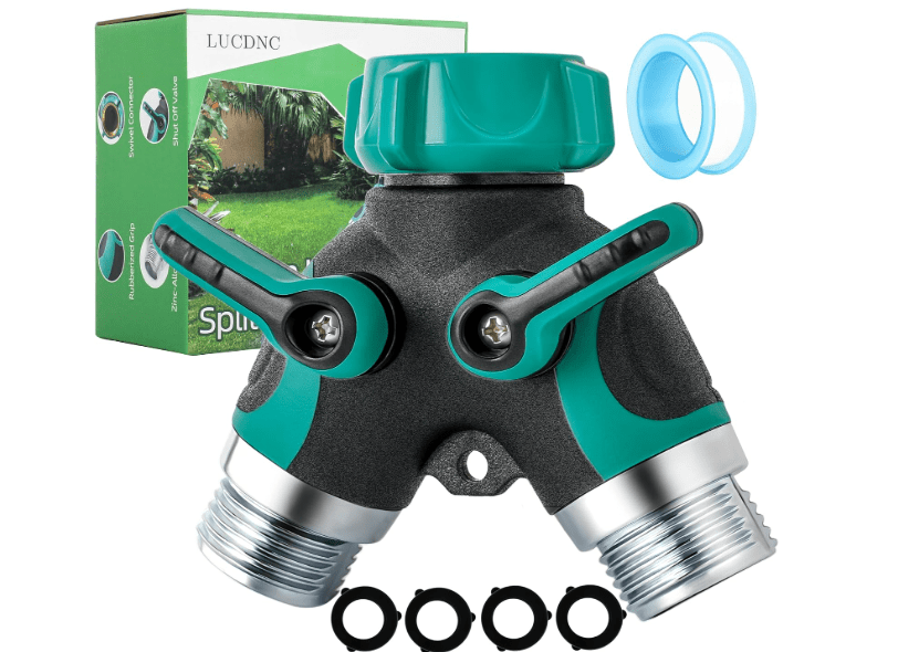 
LUCDNC Garden Hose Splitter 2 Way 3/4 Inch Faucet Y Connector With Shut Off Valve,Garden Supplies Water Hose Splitter Adapter For Indoor Outdoor Faucets