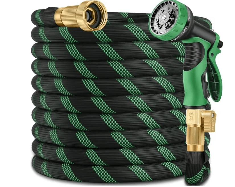 
100 ft Garden Hose-No Kink,Heavy Duty,Lightweigh Flexible,Leakproof Water Hose with Sprayer Nozzle-3/4" Solid Brass Connectors-Rubber Car Hoses