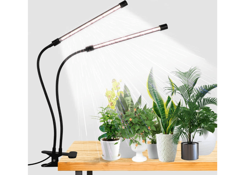 
GooingTop LED Grow Light,6000K Full Spectrum Clip Plant Growing Lamp with White Red LEDs for Indoor Plants,5-Level Dimmable,Auto On Off Timing